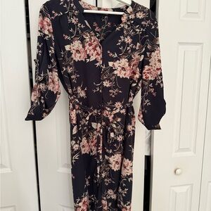 41 Hawthorn Navy and Pink Floral Long Sleeve Dress